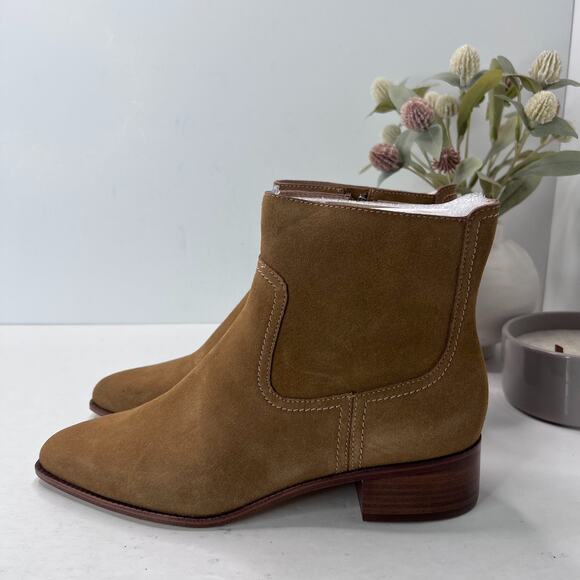 Cole Haan Grand 360 Naia Suede Chunky Heel Ankle Boot Golden Toffee Women's 9.5B - Picture 1 of 9